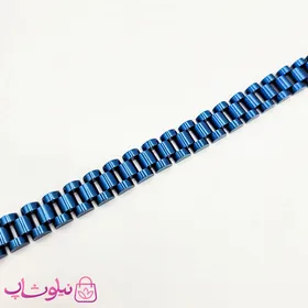 دستبند مردانه زنانه استیل طرح رولکس آبی