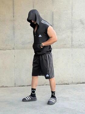 هودی کلاهدار ورزشی نیم زیپ ADIDAS مشکی