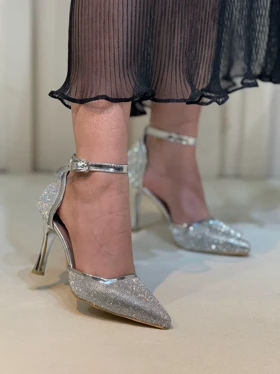 1290 کفش پاشنه زنانه فول نگین بغل باز