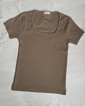 تاپ یقه خشتی بغل چاک  کد 1400183 (نسکافه ای)