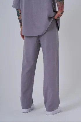 شلوار گشاد خاکستری کتانی مردانه PNT4224