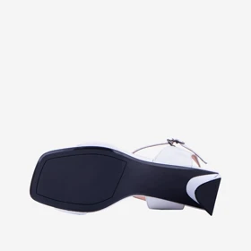 کفش پاشنه‌دار چرم زنانه سفید مدل sh133