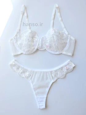 ست شورت و سوتین توری فنردار ژینا Jina سفید C