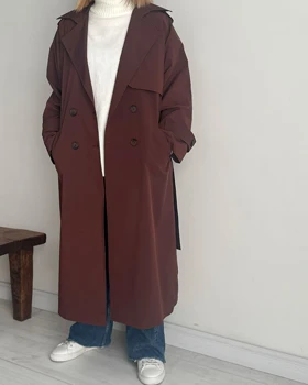 ترنچ کت Drop قد بلند (قهوه ای)