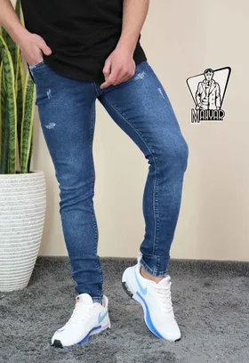 شلوار جین آبی تیره زاپ‌دار