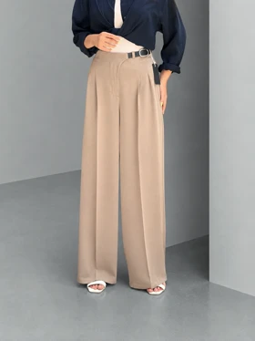 شلوار بگ پارچه ای کمربندی