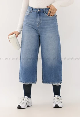 شلوار جین کراپت واید لگ کد1005012