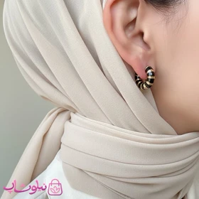 گوشواره دخترانه YSX مدل حلقه‌ای مشکی طلایی کد 2991