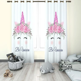 پرده کودک طرح اسب تک شاخ مدل W5015