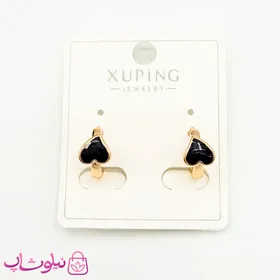 گوشواره حلقه‌ای ژوپینگ مدل قلب مشکی