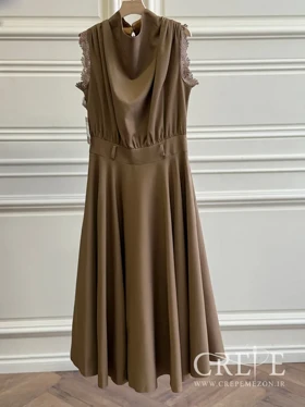 پیراهن کوتاه آستین حلقه حاشیه گیپور