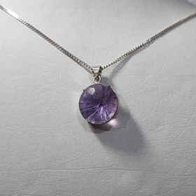 گردنبند نقره با سنگ آمیتیست جواهری (بدون زنجیر)