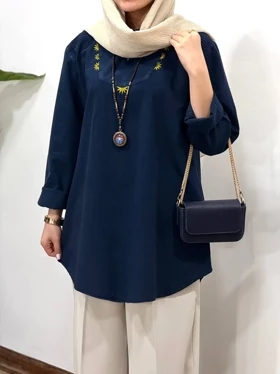 مانتو لینن گلدوزی آیسو آفتابگردون