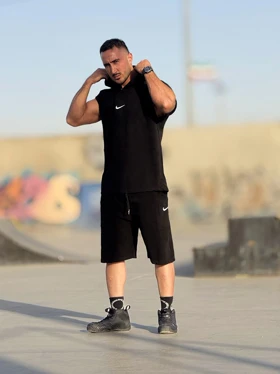 ست هودی و شلوارک مخمل NIKE مشکی