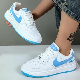 کتانی نایک ایرفورس زنانه nike air force رنگ سفید آبی کد 6227