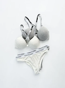 ست شورت و سوتین فنر دار کبریتی جلو باز شو بند نوشته Vencys story