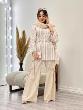 ست مانتو و شلوار جلو بسته لمه دار
