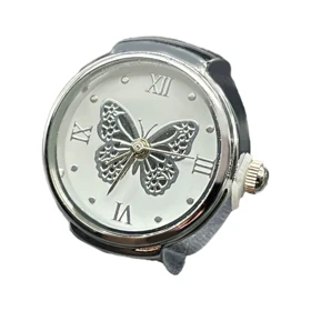 ساعت انگشتری زنانه بند کشی استیل طرح پروانه مشکی