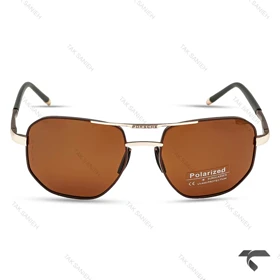 عینک مردانه پورشه دیزاین P1089-4 پلاریزه قهوه ای خلبانی Porsche-9906-G