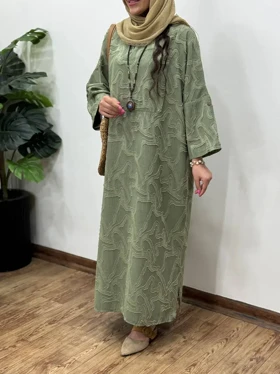 پیراهن مانتویی بلند لینن ثمینا