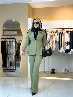 کت و شلوار پلیسه زیتونی 2001045