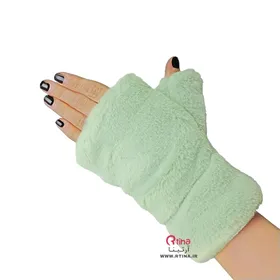 دستکش تمام خز دخترانه زنانه سبز پاستیلی/ تراکم بالا