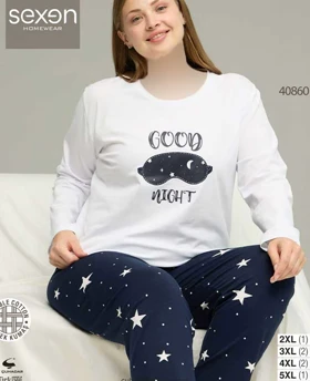 بلوز و شلوار سایز بزرگ نخ پنبه سکسن کد 40860