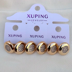 گوشواره دایره ای نگین‌دار میخی ژوپینگ