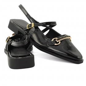 کفش کالج زنانه ورنی مدل Flat shoes - 0218 _ Black