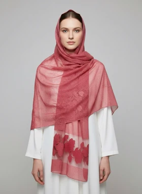 شال حریر ابریشم گل رز