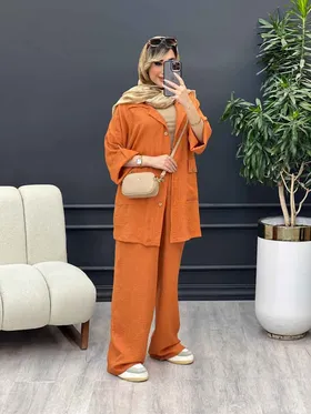ست مانتو و شلوار دو جیب پاکتی