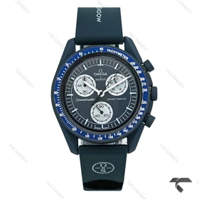 ساعت امگا سواچ مون واچ سرمه ای بند رابر Swatch-10197-U