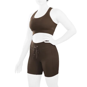 ست نیم‌تنه و کشاله بند ورزشی زنانه مدل YJ077 قهوه ای