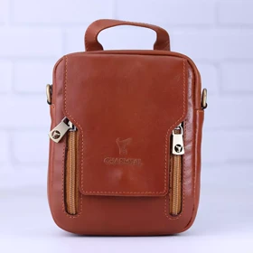 کیف دوشی چرم چرمسال کوچک کد 571 (عسلی)