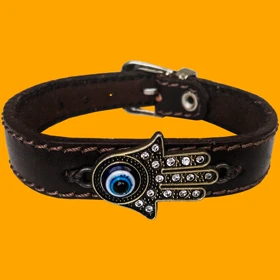 دستبند چرم وارک طرح چشم زخم مدل یونا rb129