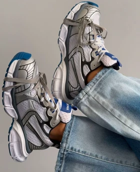 کتانی دخترانه 3XLسفید طوسی زیره آبی