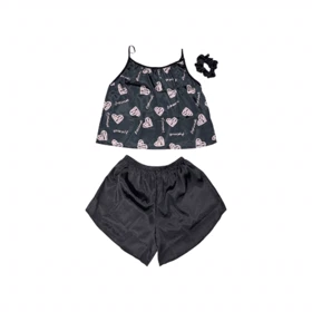 ست تاپ و شلوارک طرح قلب 075