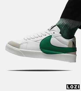 کفش نایک مردانه و زنانه سفید سبز Nike Blazer Low 77 Jumbo مدل 5607