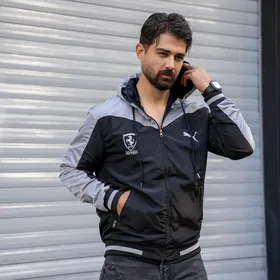 کاپشن مشکی طوسی مردانه مدل Ferrari