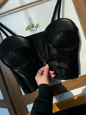 کراپ دامن چرم