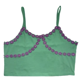 کراپ تاپ پنبه‌ای زنانه با تریم گل بنفش ASOS Daisy street