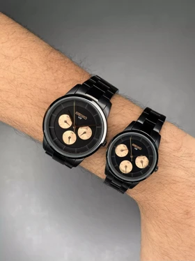 ساعت مچی سیکو فول دیت بند و صفحه مشکی Seiko