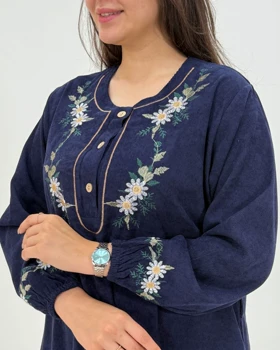 پیراهن مانتویی آتی ( مخمل کبریتی گلدوزی ) کد محصول 1434