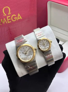 ساعت امگا مردانه نقره ای طلایی