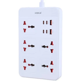 چند راهی برق هیسکا HISKA مدل CH-5521 با 5 سوکت و 6 پورت
