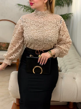 شومیز دانتل آستین پف 3722