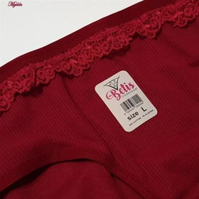 شورت زنانه نخی رنگ زرشکی بتیس 5369