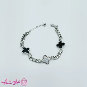 دستبند دخترانه مدل ونکلیف دو رو نقره ای کد1897