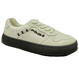 کفش کتانی زنانه ونس vans مدل visa گلدوزی رنگ کرم کد 06401
