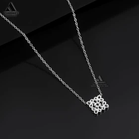 گردنبند زنانه نقره ای Square Pendant Necklace-S
